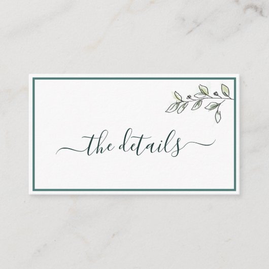 Elegante Flachbildschirm Moderne botanische Green  Begleitkarte (Vorderseite)