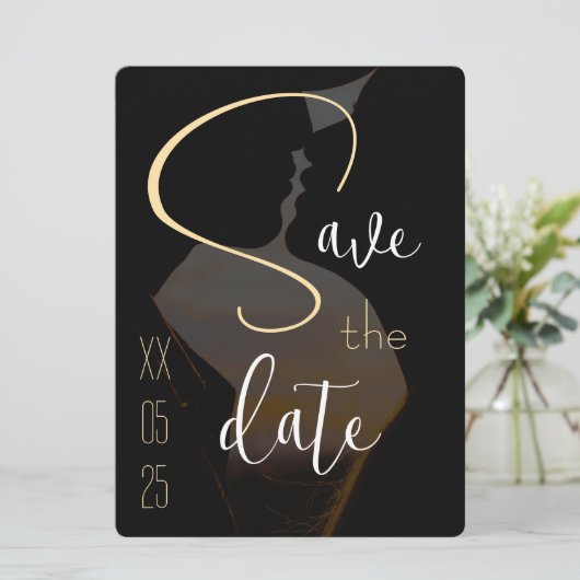 Elegante Flachkarte Save the Date (Stehend Vorderseite)