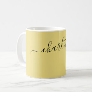 Elegante Flachsfarbe Moderne Name Personalisiert Kaffeetasse