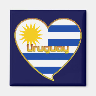 Elegante Flagge von URUGUAY Herz und Sonne von Magnet