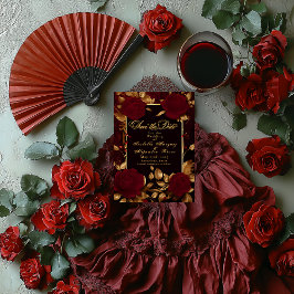 Elegante Flamenco-Script-Rote Rose Save The Date