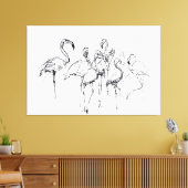 Elegante Flamingo Flock Sketch - Premium Leinwanddruck (Insitu (Wohnzimmer))