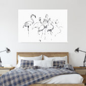 Elegante Flamingo Flock Sketch - Premium Leinwanddruck (Insitu (Schlafzimmer))