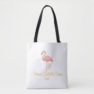 Elegante Flamingo-Kunst mit sanfter Pastell-Zitat Tasche