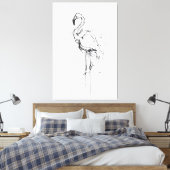 Elegante Flamingo Portrait Sketch - Premium Leinwanddruck (Insitu (Schlafzimmer))