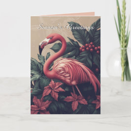 Elegante Flamingo und Poinsettia Weihnachtskarte Karte