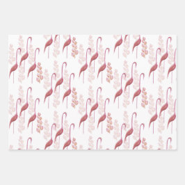 Elegante Flamingos, Gold und Rosa Geschenkpapier Set