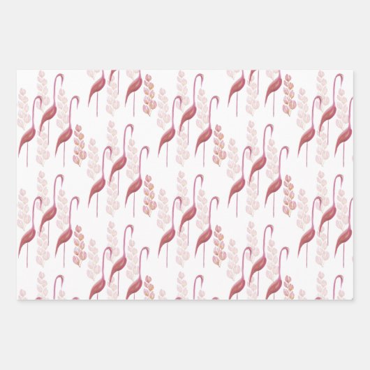 Elegante Flamingos, Gold und Rosa Geschenkpapier Set (Vorderseite)