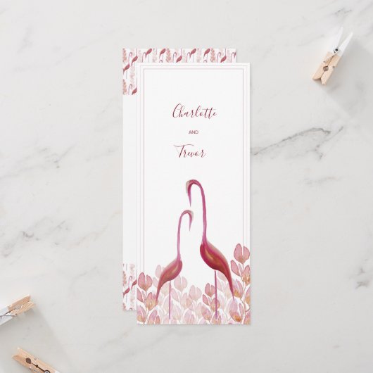Elegante Flamingos, Gold und Rosa Karte (Vorderseite/Rückseite Beispiel)