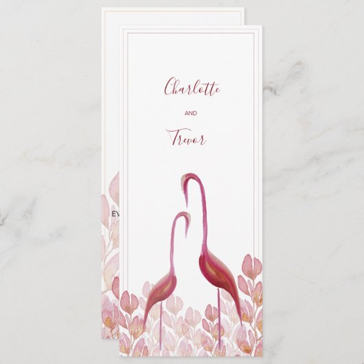 Elegante Flamingos, Gold und Rosa Karte (Vorne/Hinten)