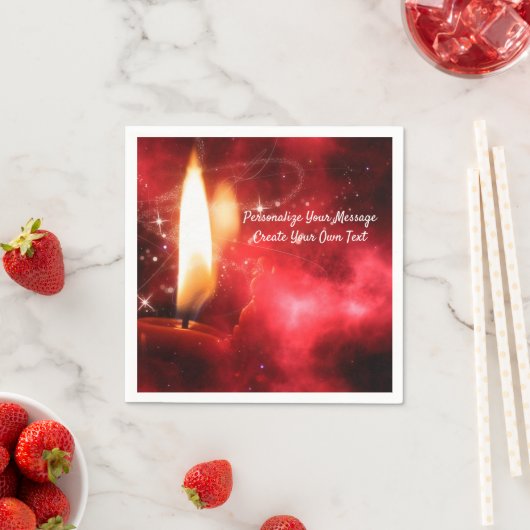 Elegante Flammenkerze auf Red Personalize Serviette (Beispiel)