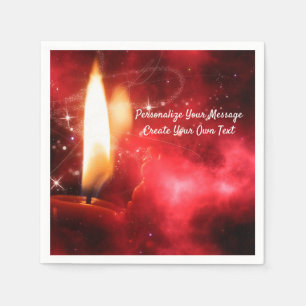 Elegante Flammenkerze auf Red Personalize Serviette