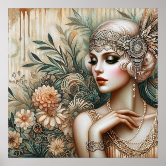 Elegante Flapper Lady aus den 20er Jahren des 20.  Poster (Vorne)