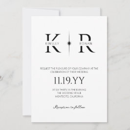 Elegante Flare-Monogramm-Hochzeit Einladung