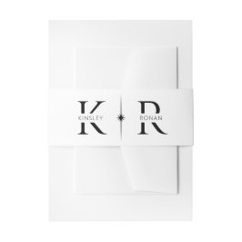 Elegante Flare-Monogramm-Hochzeit  Einladungsbanderole