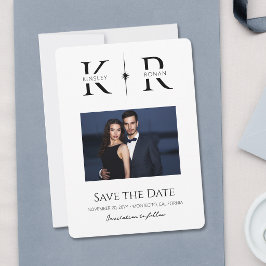 Elegante Flare-Monogramm-Hochzeit 'Save the Date'