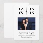 Elegante Flare-Monogramm-Hochzeit 'Save the Date' (Vorne/Hinten)