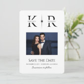 Elegante Flare-Monogramm-Hochzeit 'Save the Date' (Stehend Vorderseite)