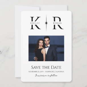 Elegante Flare-Monogramm-Hochzeit 'Save the Date'
