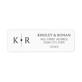 Elegante Flare-Monogramm-Rücksendeadresse für Hoch