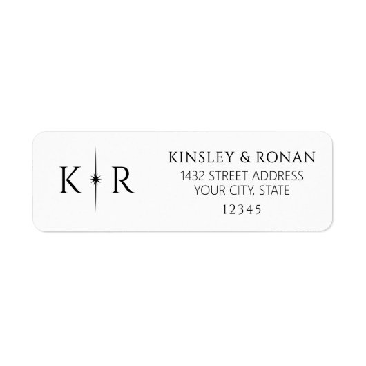 Elegante Flare-Monogramm-Rücksendeadresse für Hoch (Vorne)