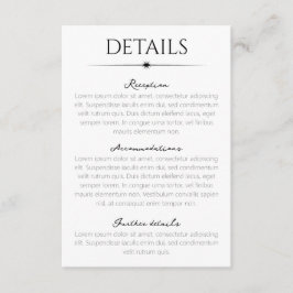 Elegante Flare Schwarz-Weiß-Hochzeitsdetails Begleitkarte
