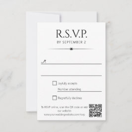 Elegante Flare Schwarz Weiß QR-Code Hochzeit RSVP Karte