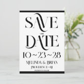 Elegante Flare Typografie Schwarz-Weiß Save The Date (Stehend Vorderseite)