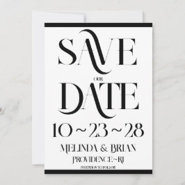 Elegante Flare Typografie Schwarz-Weiß Save The Date