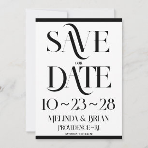 Elegante Flare Typografie Schwarz-Weiß Save The Date