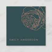 ELEGANTE FLASCHE GREEN BLUSPINK ROSE GOLD FLORAL QUADRATISCHE VISITENKARTE (Vorderseite)