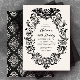 Elegante Fledermaus-Halloween-Geburtstag Einladung