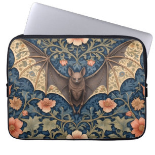 Elegante Fledermaus William Morris inspirierte Blu Laptopschutzhülle