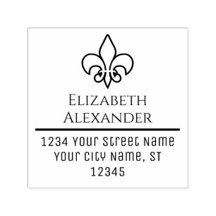 Elegante Fleur de Lis 10 Florale französische Name Permastempel