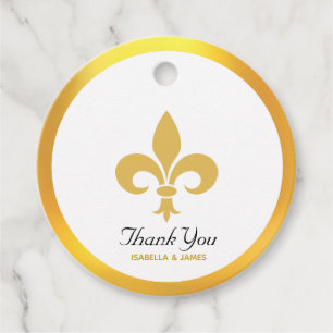 Elegante Fleur de Lis auf schwarzer Dankeschön-Hoc Geschenkanhänger