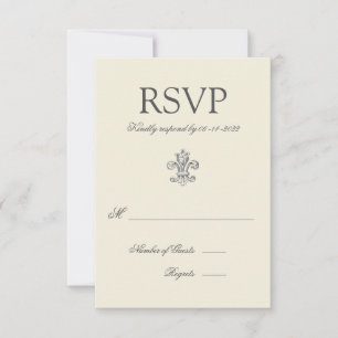 Elegante Fleur de Lis Hochzeit RSVP Karte