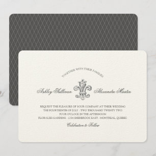 Elegante Fleur de Lis Hochzeit und RSVP 2 Einladung