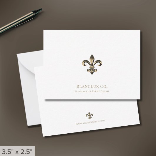 Elegante Fleur-de-lis-Logos Weiße Mitteilungskarte