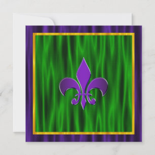 Elegante Fleur De Lis Mardi Gras Hochzeit Einladung