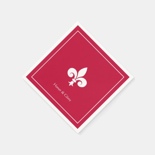 Elegante Fleur-de-lis oder Lily-Blume auf Burgund Serviette (Ecke)