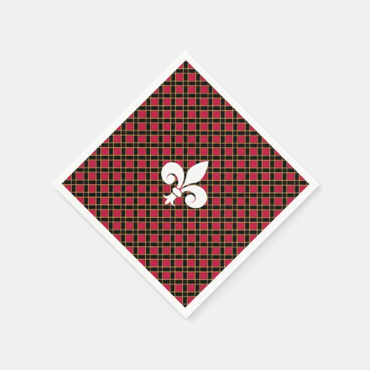 Elegante Fleur-de-lis oder Lily-Blume auf Schwarz  Serviette (Ecke)