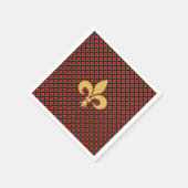 Elegante Fleur-de-lis oder Lily-Blume auf Schwarz Serviette (Ecke)