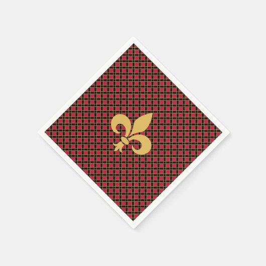 Elegante Fleur-de-lis oder Lily-Blume auf Schwarz Serviette (Ecke)