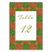 Elegante Fleur-de-lis Red Green Custom Table Card Tischnummer (Rückseite)
