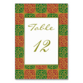 Elegante Fleur-de-lis Red Green Custom Table Card Tischnummer (Vorderseite)