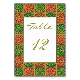 Elegante Fleur-de-lis Red Green Custom Table Card Tischnummer