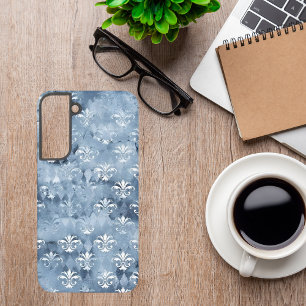 Elegante Fleur-de-Lis - Vintage Blau Französisch Samsung Galaxy Hülle