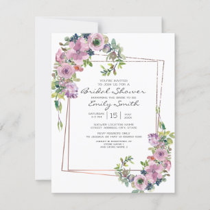 Elegante Flieder Floral Geometrische Brautparty Einladung