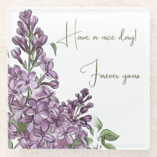 Elegante Flieder Glas Coast Botanical Floral Glasuntersetzer