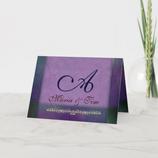 Elegante Flieder und lila Monogrammkarten (Vorderseite)